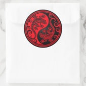 Rode en zwarte Yin Yang hagedissen Ronde Sticker (Tas)