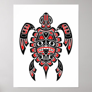 Rode en zwarte Zee-schildpad Poster
