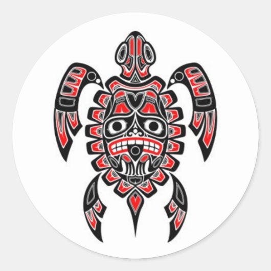 Rode en zwarte Zee-schildpad Ronde Sticker (Voorkant)