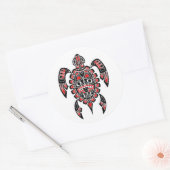 Rode en zwarte Zee-schildpad Ronde Sticker (Envelop)