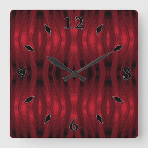 Rode en zwarte zigzagikat vierkante klok