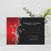 rode en zwarte zilveren wervelingen RSVP Aankondiging (Staand voorkant)
