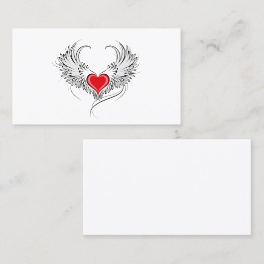 Rode Engel Hart met vleugels Afsprakenkaartje (Voorkant / Achterkant)