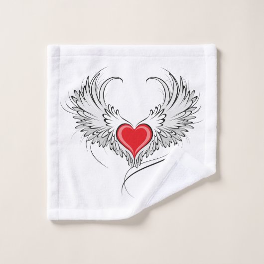 Rode engel hart met vleugels bad handdoek (Wasdoekje)