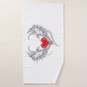 Rode Engel Hart met vleugels Badhanddoek (Badhanddoek)