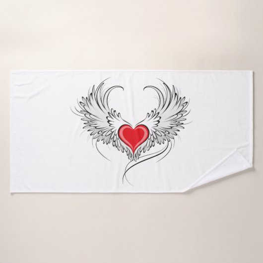 Rode Engel Hart met vleugels Badhanddoek (Badhanddoek)