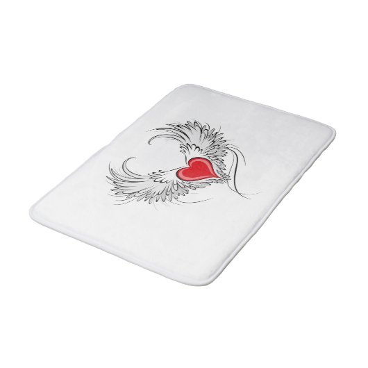 Rode Engel Hart met vleugels Badmat (Gekanteld)