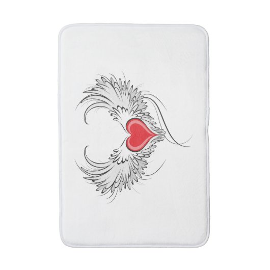 Rode Engel Hart met vleugels Badmat (Voorkant Verticaal)