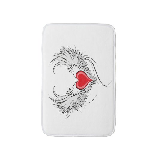 Rode engel hart met vleugels badmat (Voorkant Verticaal)