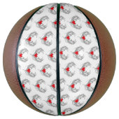 Rode engel hart met vleugels basketbal (Verticaal)