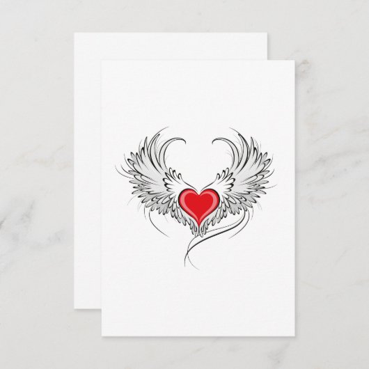 Rode Engel Hart met vleugels Bedankkaart (Voorkant / Achterkant)