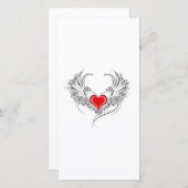 Rode engel hart met vleugels bedankkaart (Voorkant / Achterkant)