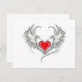 Rode engel hart met vleugels bedankkaart (Voorkant / Achterkant)