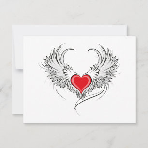 Rode Engel Hart met vleugels Bedankkaart