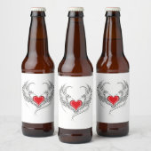 Rode engel hart met vleugels bier etiket (Flessen)