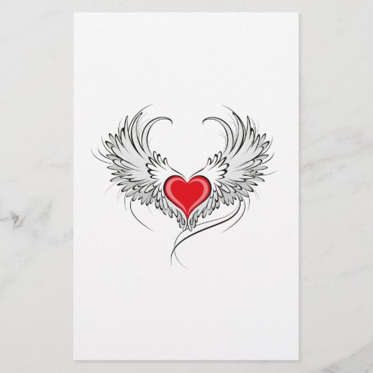 Rode Engel Hart met vleugels Briefpapier (Voorkant)