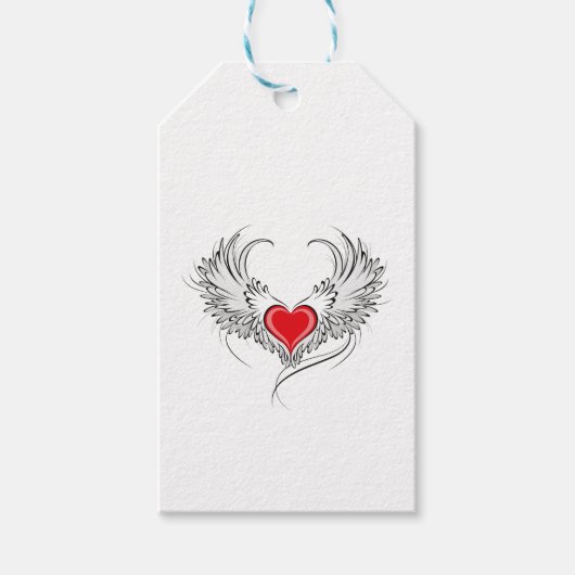 Rode Engel Hart met vleugels Cadeaulabel (Voorkant)