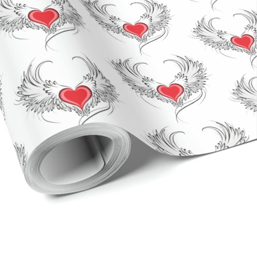 Rode Engel Hart met vleugels Cadeaupapier (Rol Hoek)