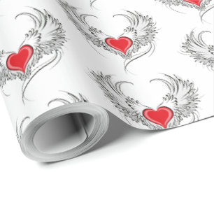 Rode Engel Hart met vleugels Cadeaupapier