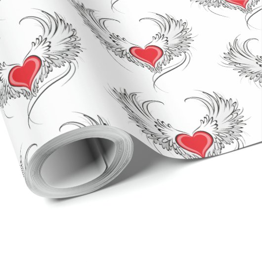 Rode Engel Hart met vleugels Cadeaupapier (Rol Hoek)