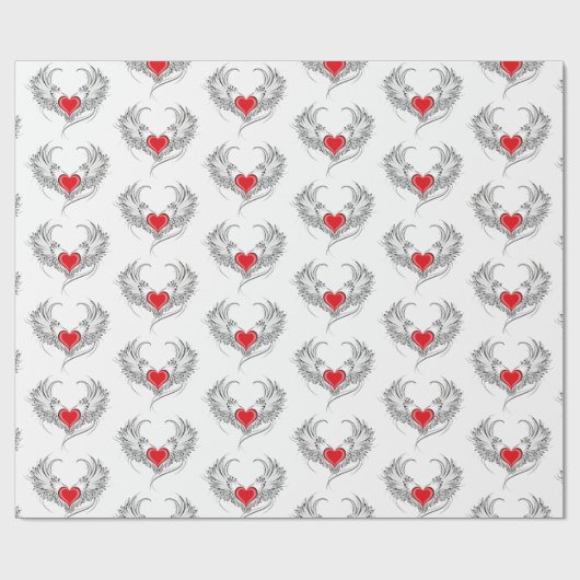 Rode Engel Hart met vleugels Cadeaupapier (Vlak)