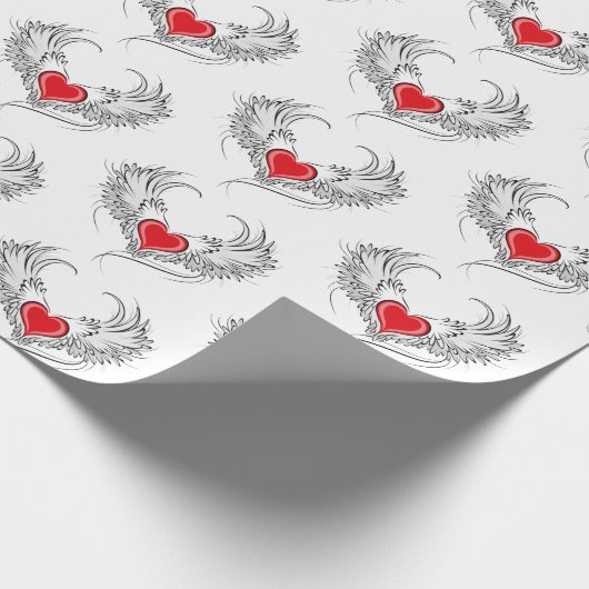 Rode Engel Hart met vleugels Cadeaupapier (Hoek)