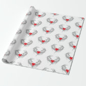 Rode Engel Hart met vleugels Cadeaupapier (Uitgerold)