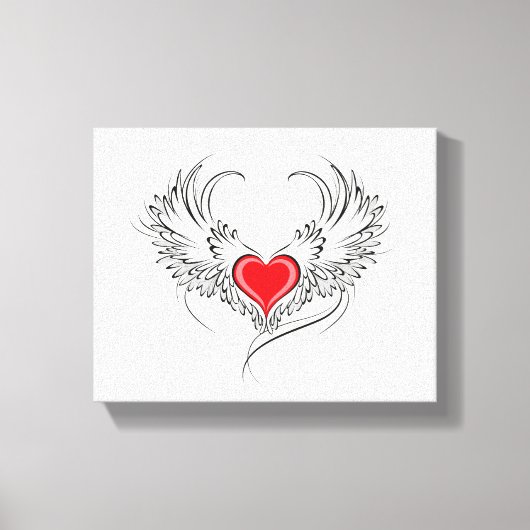 Rode Engel Hart met vleugels Canvas Afdruk (Voorkant)
