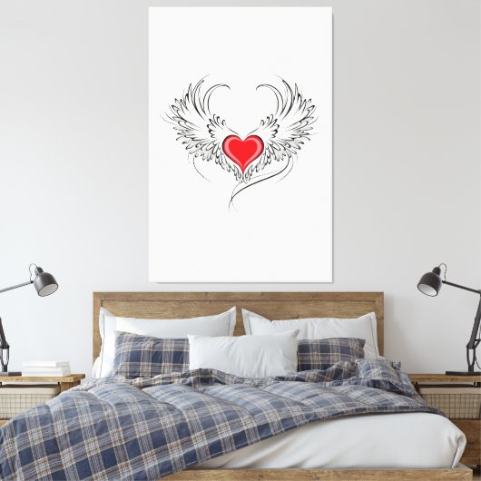 Rode Engel Hart met vleugels Canvas Afdruk (Insitu (Slaapkamer))