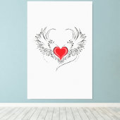 Rode Engel Hart met vleugels Canvas Afdruk (Insitu (Houten vloer))