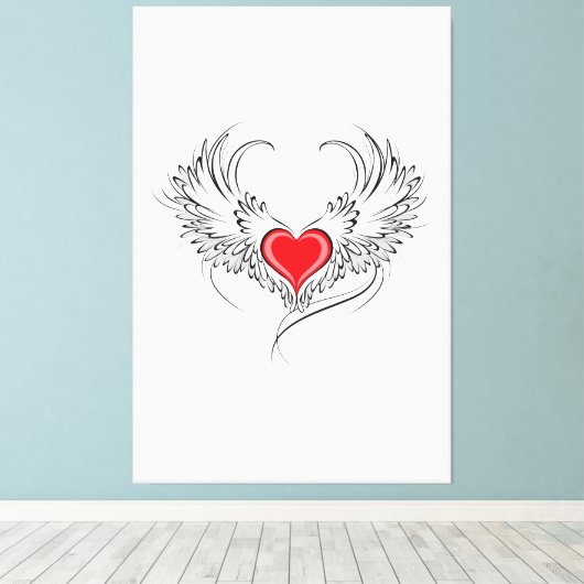 Rode Engel Hart met vleugels Canvas Afdruk (Insitu (Houten vloer))