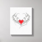 Rode engel hart met vleugels canvas afdruk (Voorkant)
