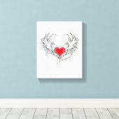 Rode engel hart met vleugels canvas afdruk (Insitu (Houten vloer))