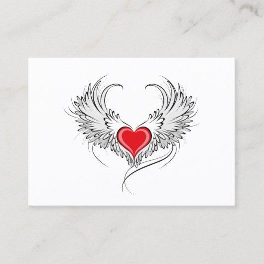 Rode Engel Hart met vleugels Contactkaartje (Voorkant)