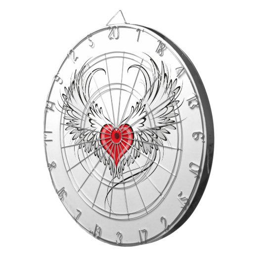 Rode engel hart met vleugels dartbord (Voorkant Rechts)