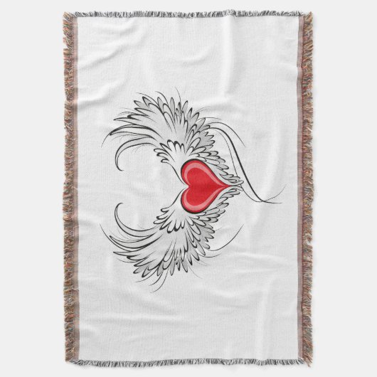 Rode Engel Hart met vleugels Deken (Voorkant Verticaal)