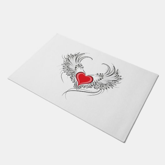 Rode Engel Hart met vleugels Deurmat (Schuin)