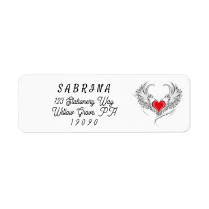 Rode Engel Hart met vleugels Etiket