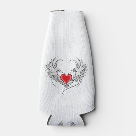 Rode Engel Hart met vleugels Flesjeskoeler (Voorkant)