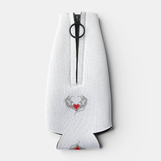 Rode Engel Hart met vleugels Flesjeskoeler (Achterkant)