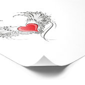 Rode Engel Hart met vleugels Foto Afdruk (Hoek)