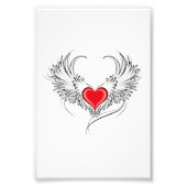 Rode Engel Hart met vleugels Foto Afdruk (Voorkant)