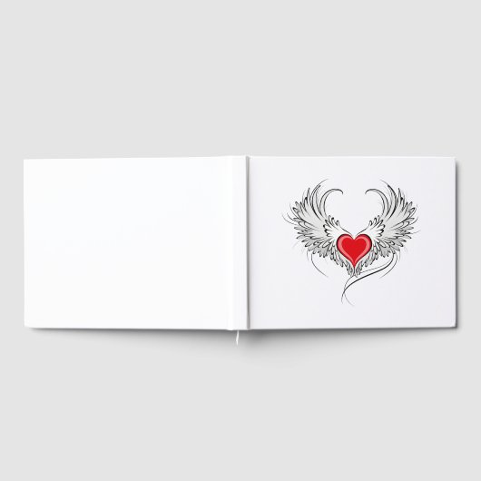 Rode engel hart met vleugels gastenboek (Volledig)