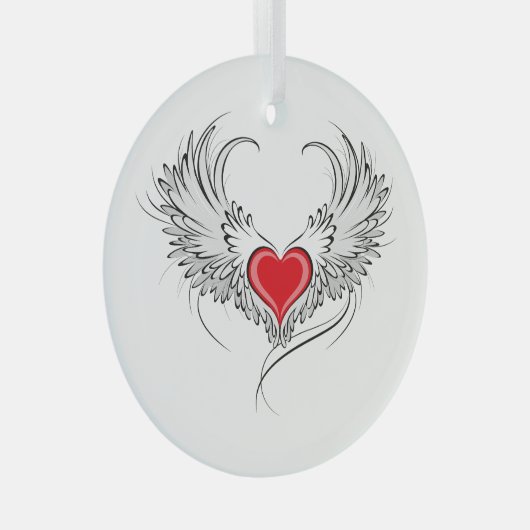 Rode Engel Hart met vleugels Glas Ornament (Voorkant Rechts)