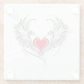 Rode engel hart met vleugels glazen onderzetter (Achterkant)