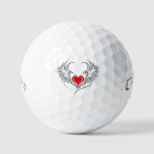 Rode Engel Hart met vleugels Golfballen (Voorkant)