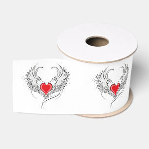 Rode Engel Hart met vleugels Grosgrain Lint