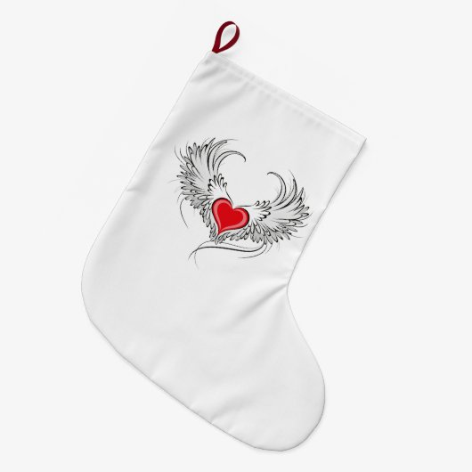 Rode Engel Hart met vleugels Grote Kerstsok (Voorkant (Hangend))