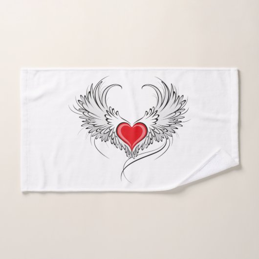 Rode engel hart met vleugels handdoek (Handdoek)