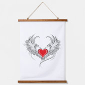 Rode engel hart met vleugels hangend wandkleed (Voorkant)